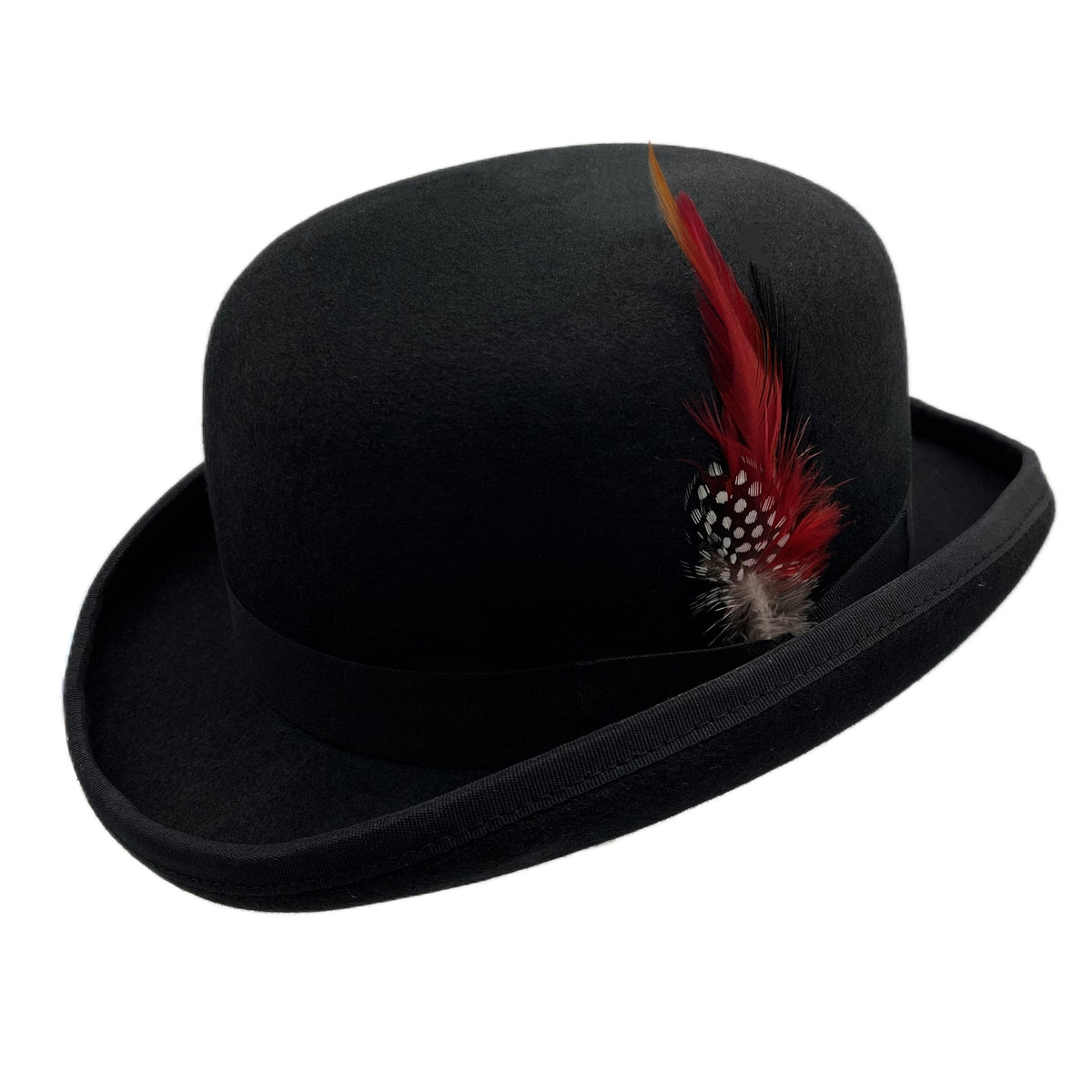 Men's 100 Wool Derby Hat With Removable Feather Bowler Hat