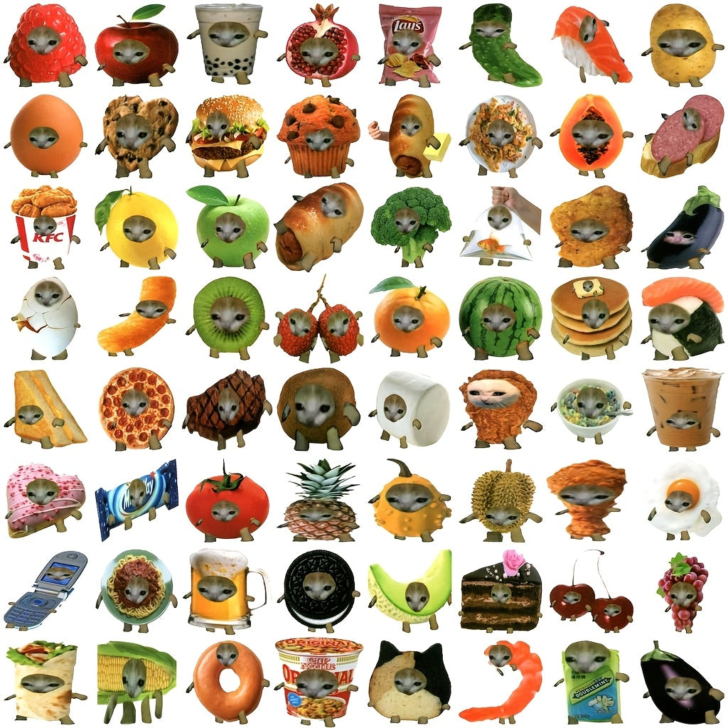 69 Funny Cat Stickers, Assorted Colors & Designs