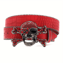 Artificial Diamond Belt Rivet Alloy Needle Buckle Snakeskin Hip hop Style