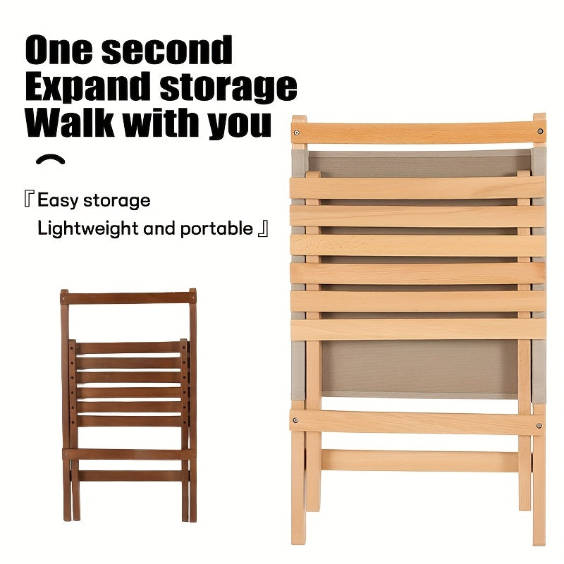 Solid Wood Folding Beach Chair for Camping & Fishing