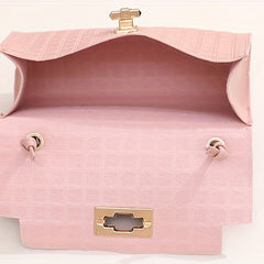 Mini Scarf Handle 3D Plaid Satchel Crossbody Handbag