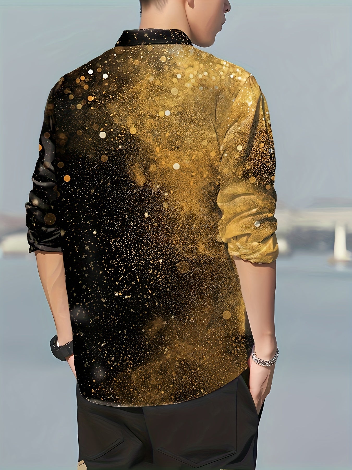 Pattern Men's Button Up Long Sleeve Shirt For Summer