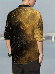 Pattern Men's Button Up Long Sleeve Shirt For Summer