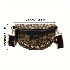 Leopard Print Canvas Crossbody Bag Vintage Inspired Fanny Pack