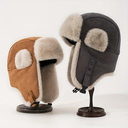 Fleece Lined Thermal Trapper Hat Ear Flap Windproof Aviator Cap