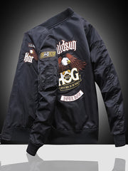 Embroidered Men's Slim Fit Sports Jacket Spring Autumn Windproof Motorcycle