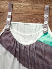 2 in 1 Striped Cami Top with Button Straps