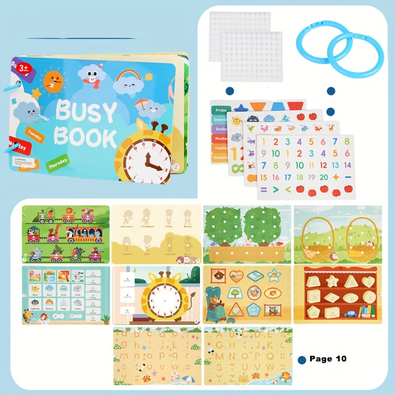 Interactive Quiet Book with Reusable Stickers - Educational Toy
