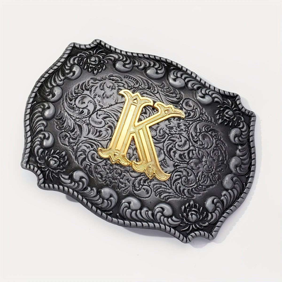 Vintage Gothic Floral Engraved Western Belt Buckle