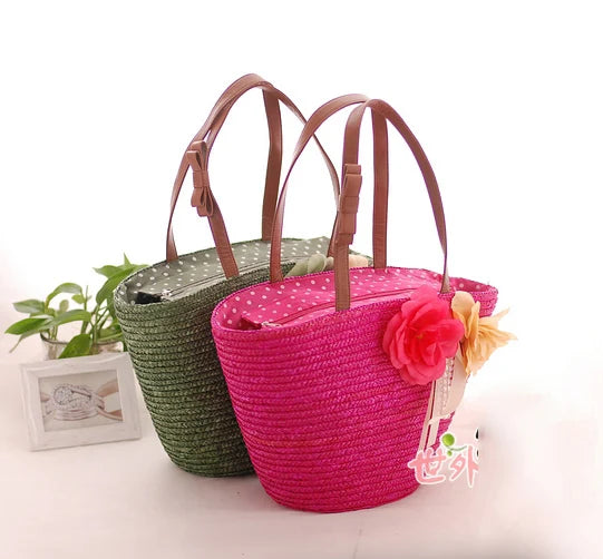 Big Straw Bag Summer Beach Woven Material Women Bag A1109