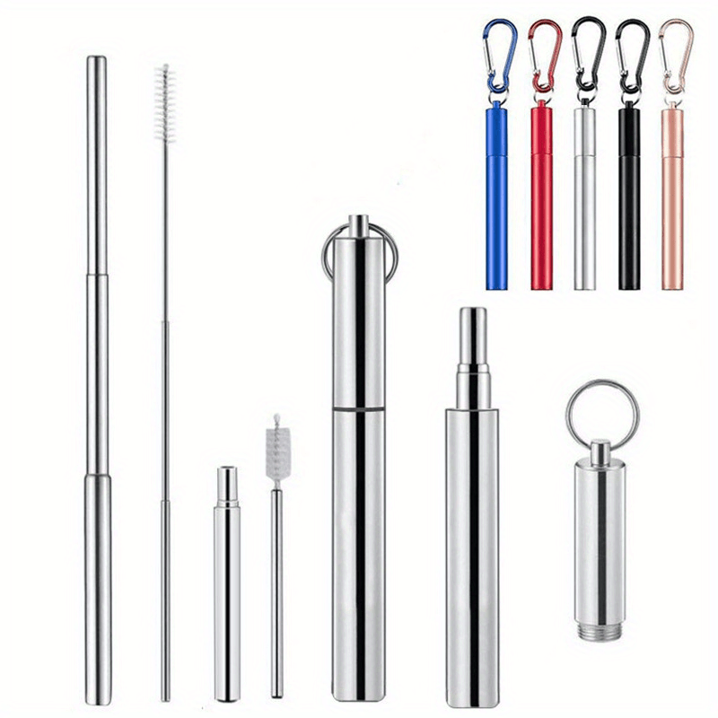 Collapsible Stainless Steel Metal Straws Portable Reusable
