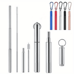 Collapsible Stainless Steel Metal Straws Portable Reusable