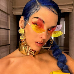 Dragonfly Wings Sunglasses Gradient Lens Funny Catwalk Steampunk