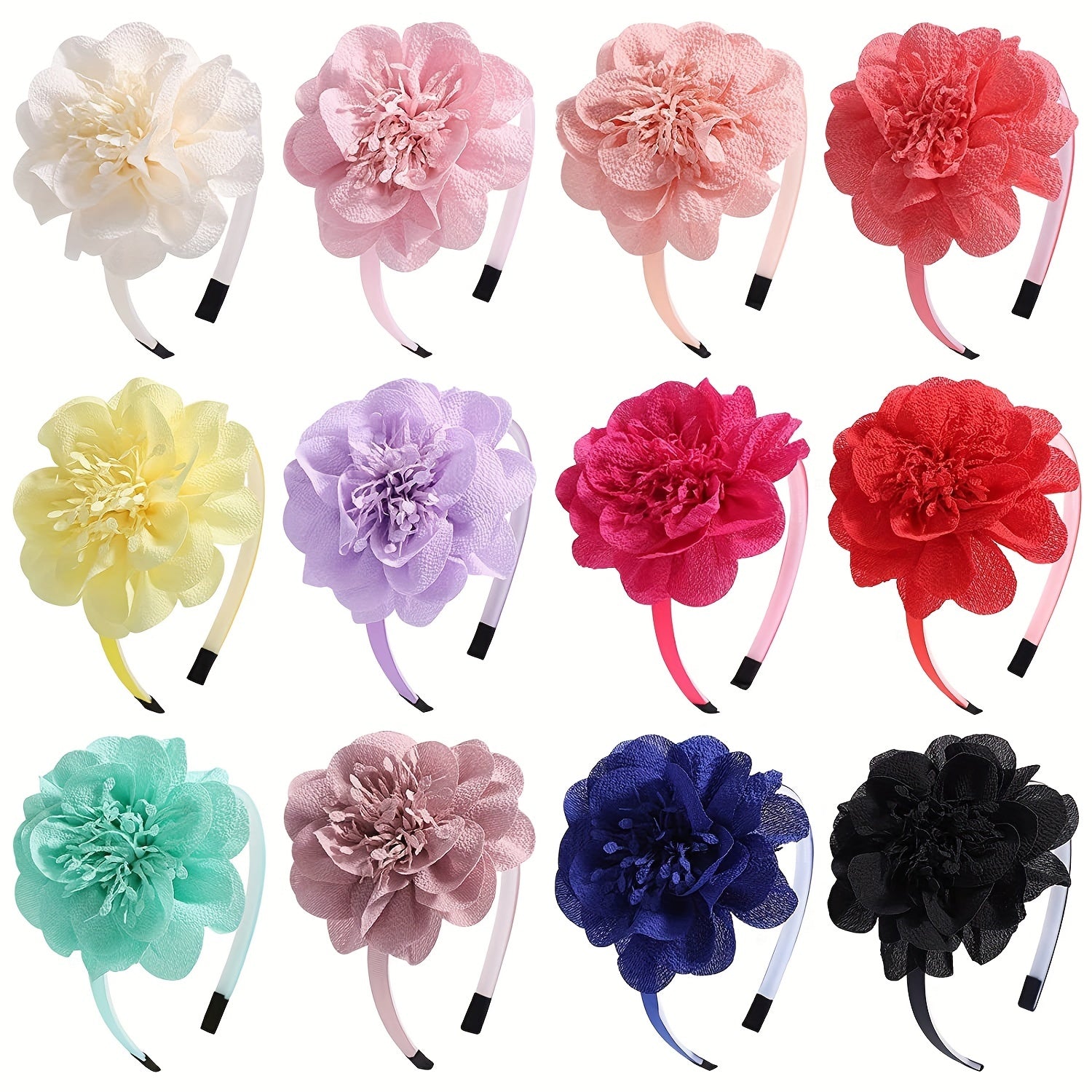 Chiffon Flower Decor Headband Colorful Head Hoop Headdress Elastic Headwear