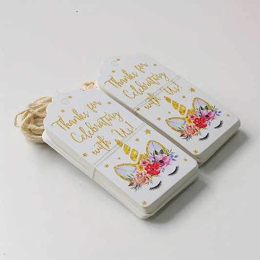 50pcs Unicorn Paper Tags for Birthday Gift Wrapping & Theme Parties