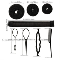 Hair Bun Shaper Set with Bun Donut, Marker, Ponytail Tool, Pins and Bands
