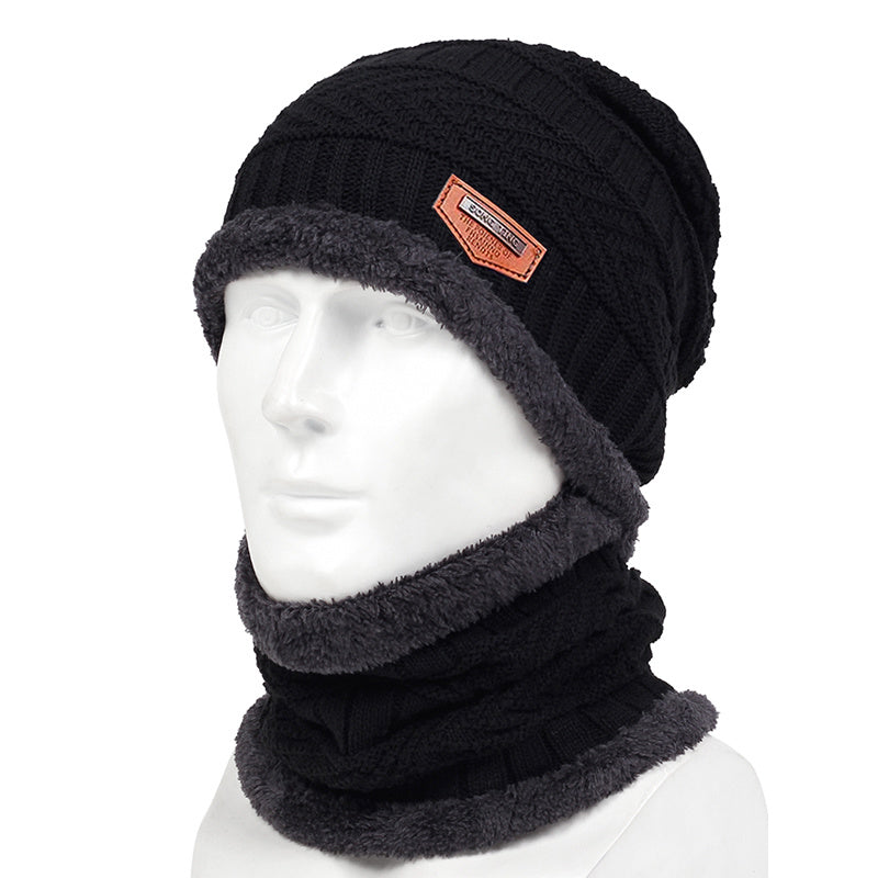 Men's Winter Triangle Knit Beanie Set