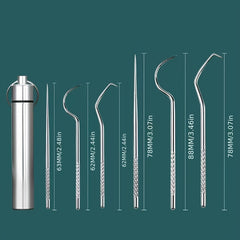 7pcs Stainless Steel Toothpick Set Dental Cleaning Kit Portable Teeth Cleaner