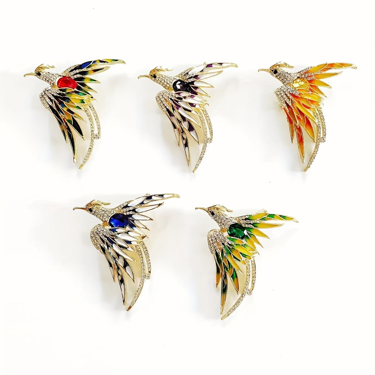 Phoenix Brooch For Men Rhinestone Phoenix Long Tail Pin