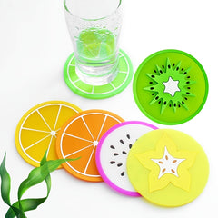 7pcs Silicone Fruit Coasters for Kitchen Patio Bar Heat Insulation Drink Cup Mat