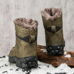 Men's Outdoor Snow Boots Leather Warm Winter Hiking Boots