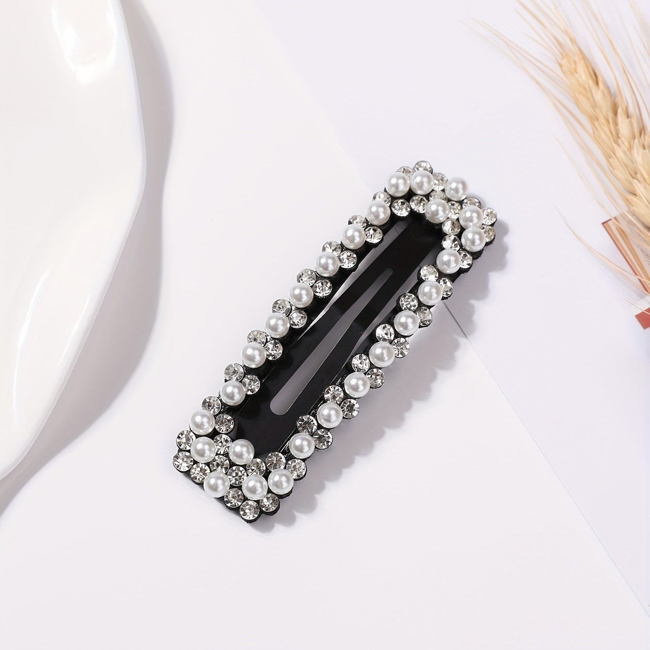 Alloy Hair Clip Faux Pearl Rhinestone Snap Clip Women Girls Hair Accessories