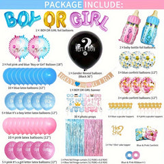 79pcs Gender Reveal Decoration Set with Foil Balloons & Print Balloons