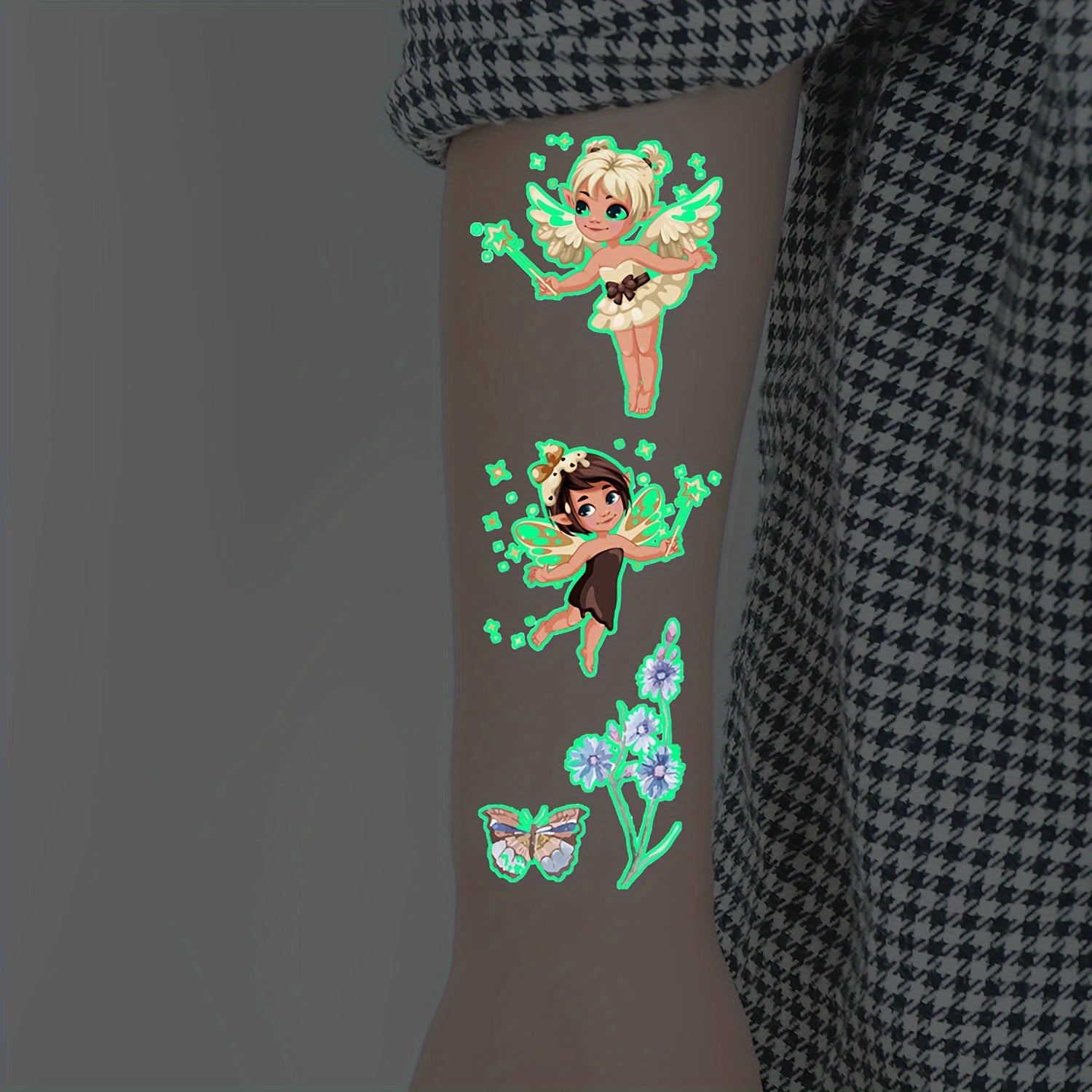 10 Glow in The Dark Cartoon Temporary Tattoos