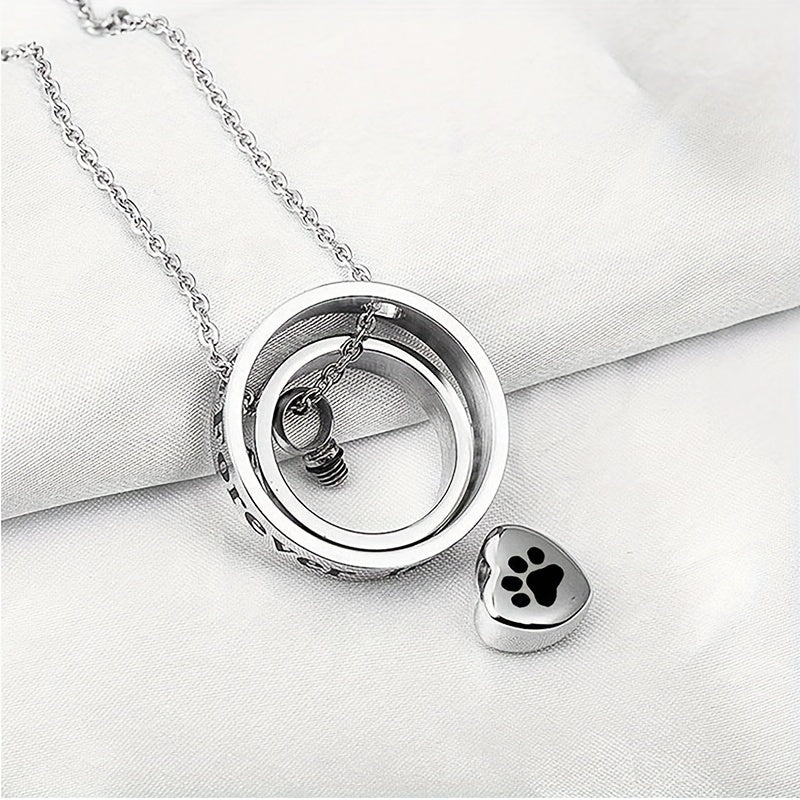 Pet Memorial Necklace Heart Pendant Cremation Urn Ashes Jewelry