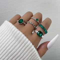 Delicate Gemstone Finger Ring Set for Women Girls