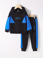 Boy's FUTURE Print Hoodie & Sweatpants Set For Spring Fall