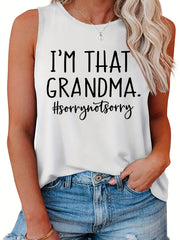  Casual Family Tank Top Women's Plus Slogan Print Round Neck
