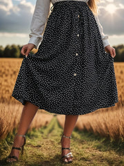  Polka Dot Print Elastic Waist Retro Skirt