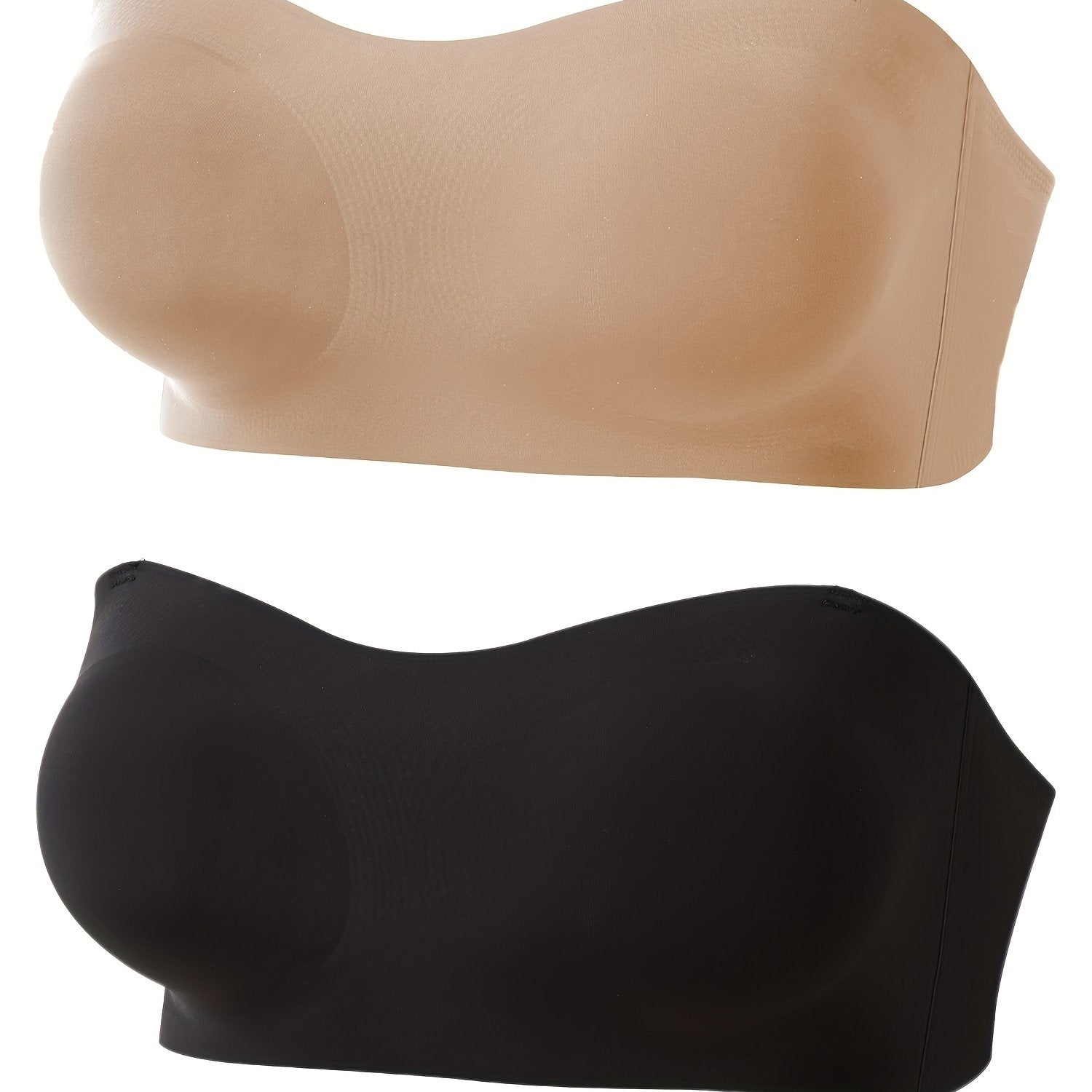 2 Pack Seamless Bandeau Bras for Women Plus Size, No Slip Ultra Soft Lightweight