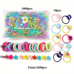 1221 Pcs Hair Accessories Set - Colorful Hair Accessories with Candy Bow