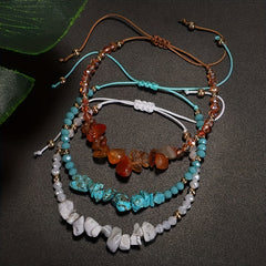 Colorful Crushed Stone Beads Braided Yoga Bracelet