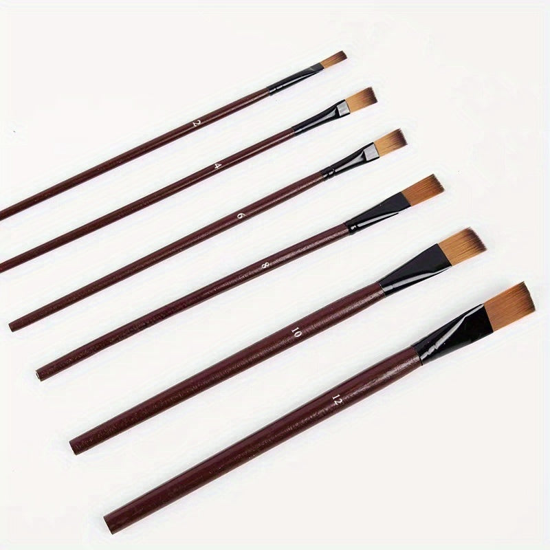 Acrylic Flat Head Brush Set for Watercolor Art Brown Beige Light Brown