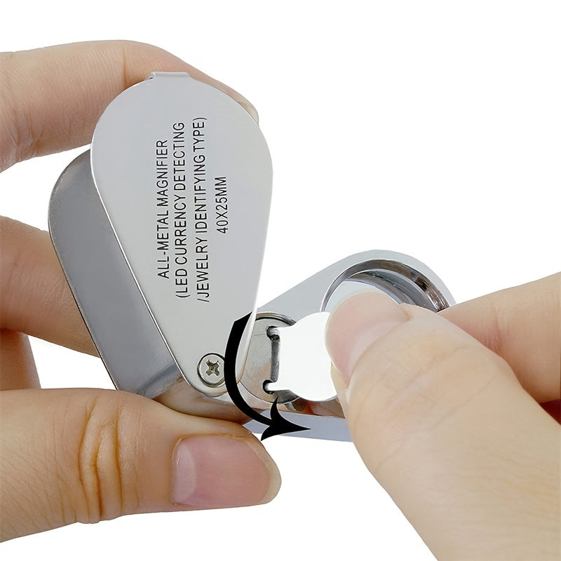 40X Portable Jewelry Loupe Magnifier LED UV Light Lamp