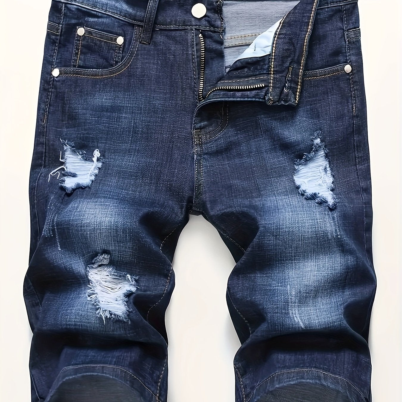 Men's Slim Fit Ripped Denim Shorts Distressed Street Style Summer Shorts