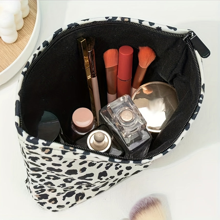 Leopard Print Makeup Bag Zipper Cosmetic Pouch Travel Toiletry Organizer