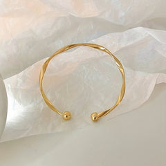 Golden Silver Wave Pattern Bracelet Twisted Cuff Bangle for Girls
