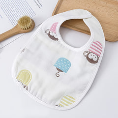 U-Shaped Petal Bib 6-Layer Cotton Gauze Cartoon Baby Bib