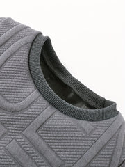 Boys Casual Letter Textured Pullover Sweatshirt
