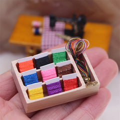 Mini Dollhouse Sewing Box Model Ornament Home Scene Prop Collectible Gift