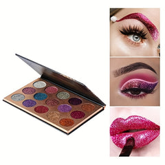 15 Colors Glitter Eyeshadow Palette Shimmer Ultra Pigmented Makeup
