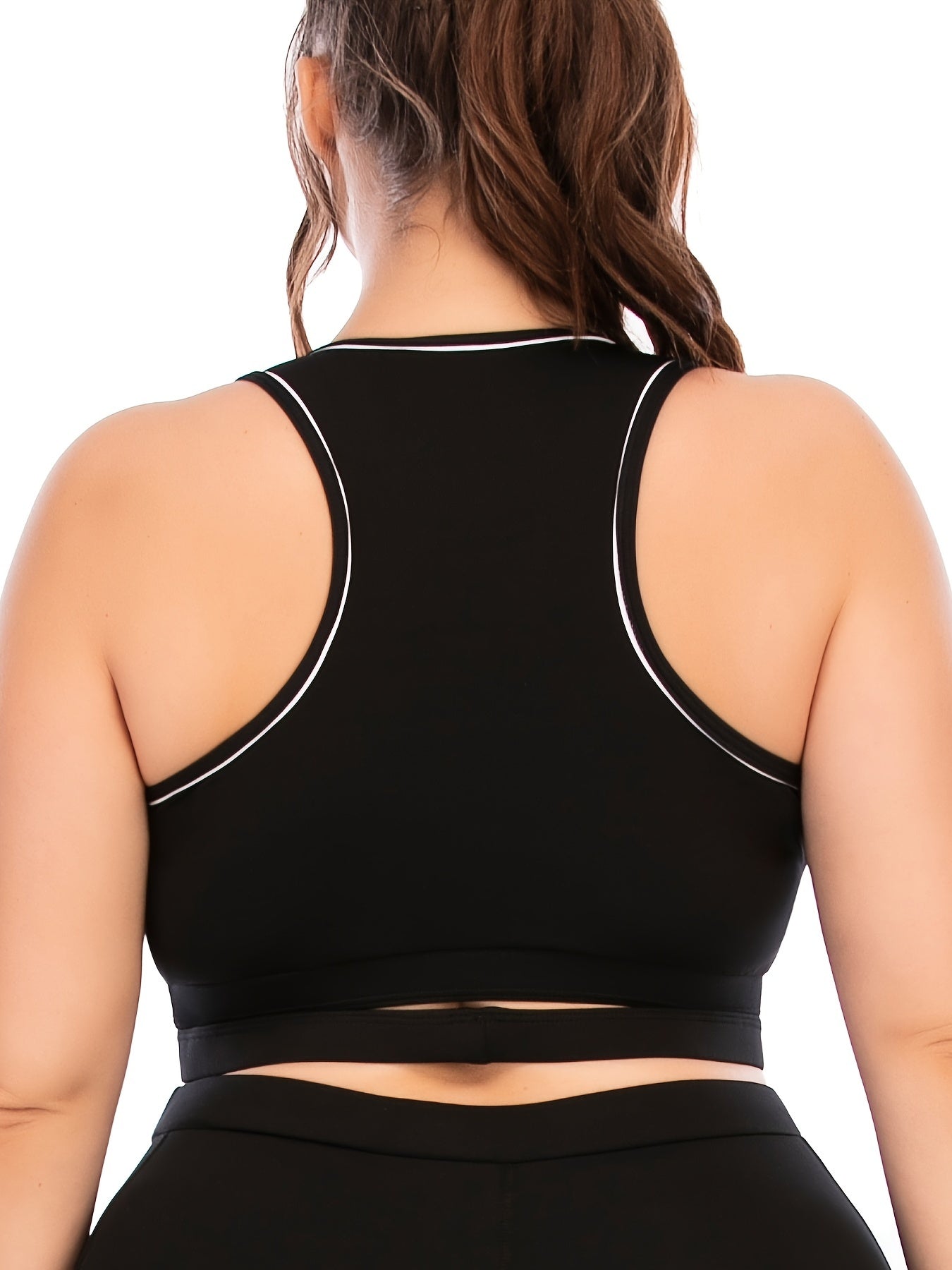  Strip Print V Neck Sports Bra Medium Stretch Fitness Bra