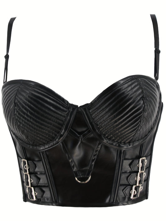 PU Leather Shaping Cami Top Gothic Punk Bustier Corset