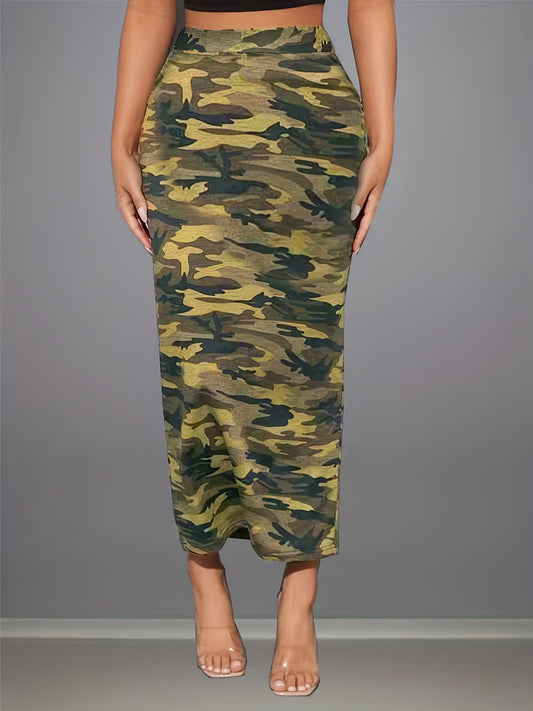 Camo Print High Waist Slim Skirt for Women