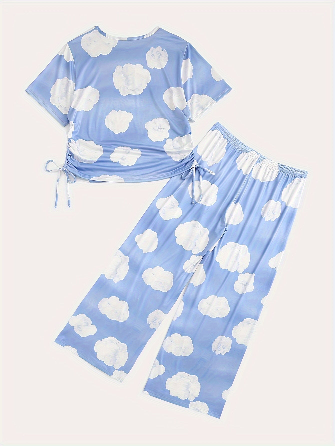  Cloud Pattern Lace Up Pajama Set