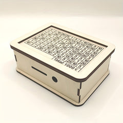 Creative Wooden Money Saving Box With 1000 500 Savings Plan Table
